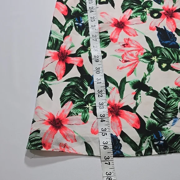 Vince Camuto - Women's Spaghetti Strap Ruffle Tropical Print Mini Dress Small - Picture 9 of 11